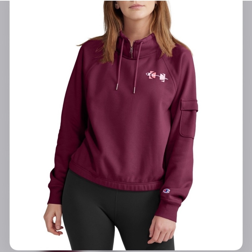 S Champion Campus Eco Fleece Mini zip mock neck  Sweatshirt